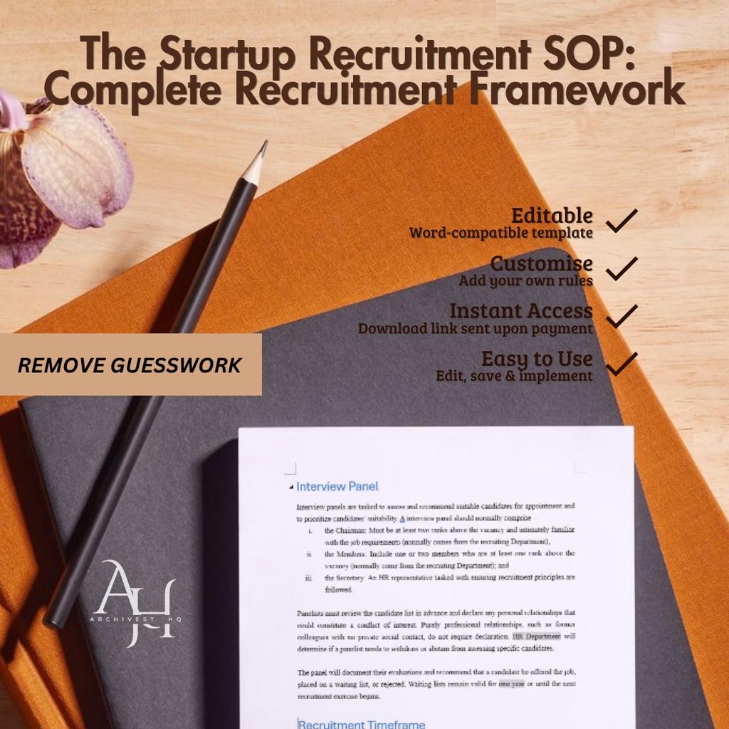 Startup Recruitment SOP - Complete Recruitment Framework