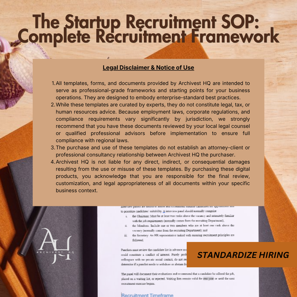 Startup Recruitment SOP - Complete Recruitment Framework
