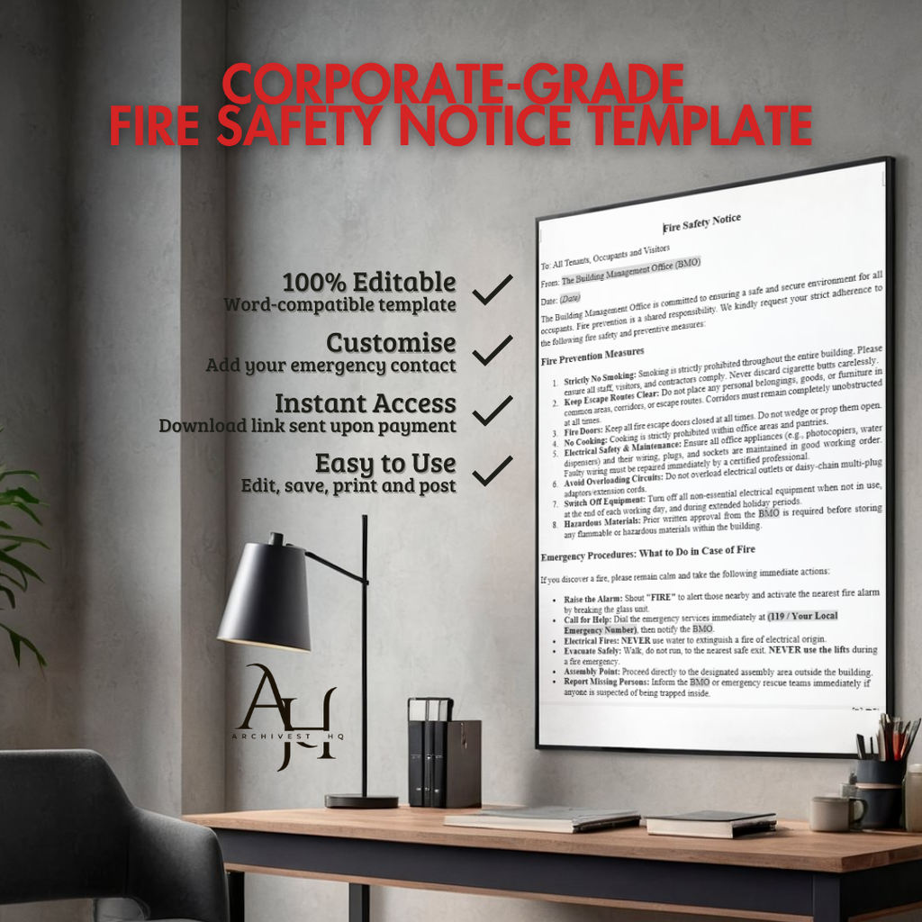 Fire Safety Notice Template
